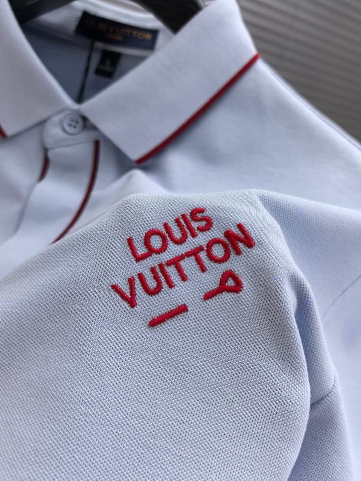 Louis Vuitton Embroidered Logo Pique Cotton Polo Shirt – Spring/Summer Collection – 2026 in Light Blue