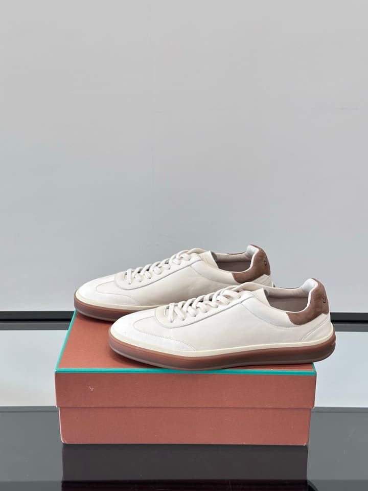 Loro Piana WeekendWalk Suede Sneakers in Cream Suede