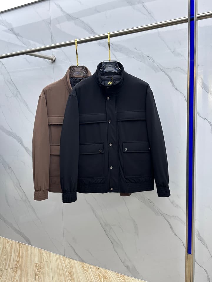 Loro Piana Stand Collar Down Jacket – 2025 Collection in Classic Black
