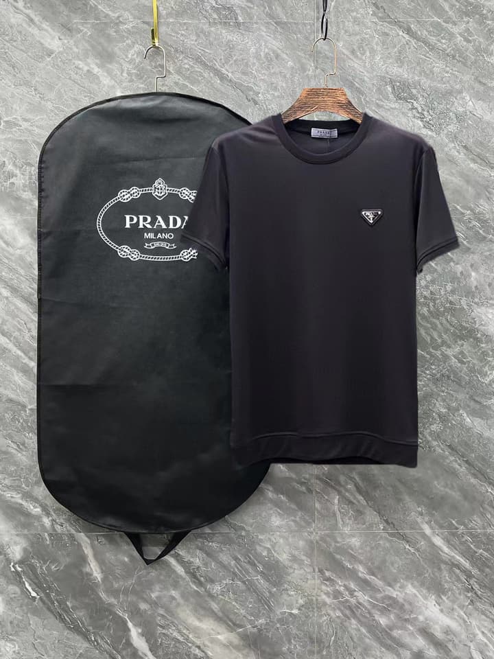 Prada Unisex Mercerized T-Shirt – 25SS Collection in Black