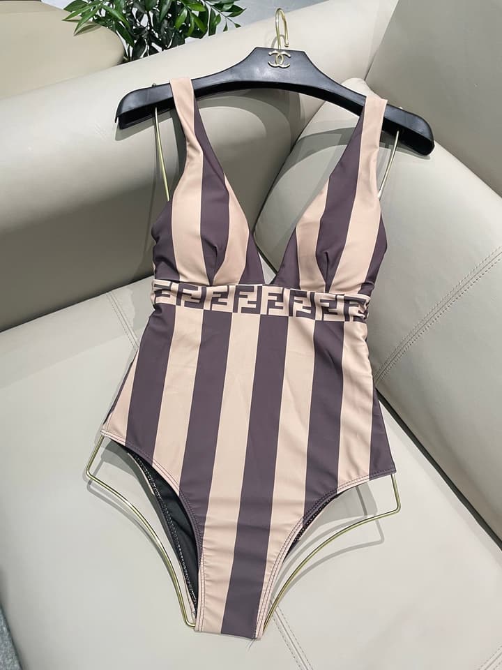 Fendi Versatile Backless One-Piece Swimsuit in Black Halter Plunge