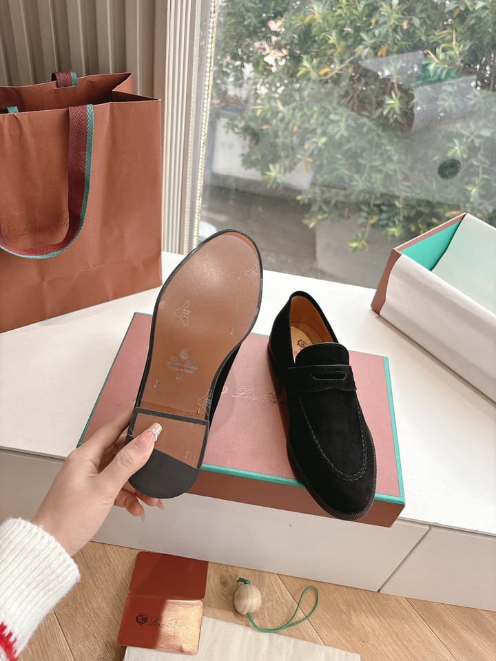 Loro Piana Loafers in Black Suede