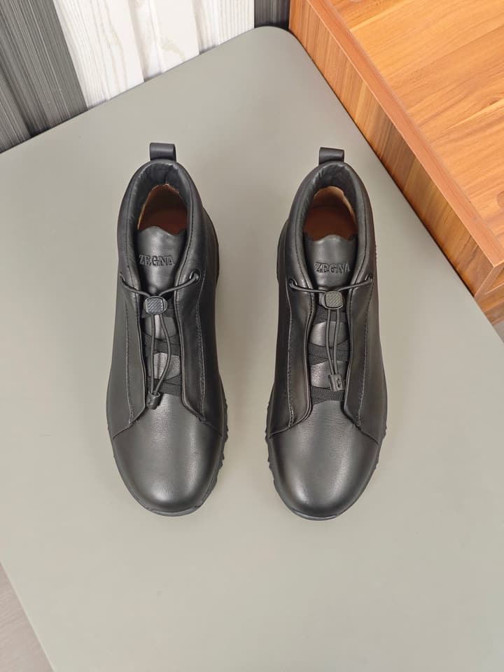 Zegna Triple Stitch™ Monte Luxury Casual Shoes in Black Leather High-top
