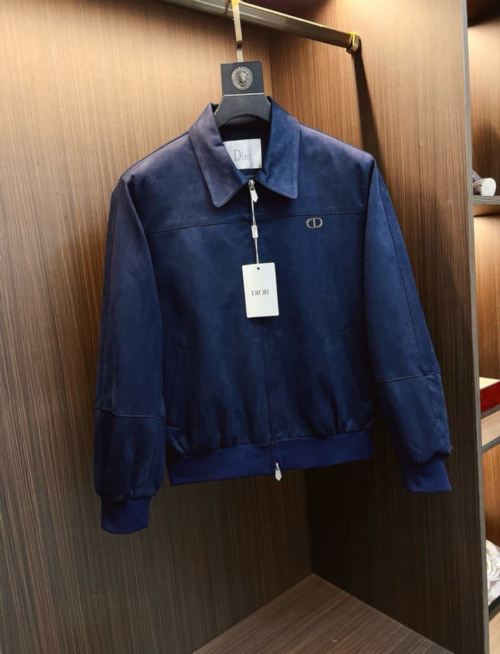 Dior Classic Men's Suede Bomber Jacket in Cognac Brown Suede Jacket