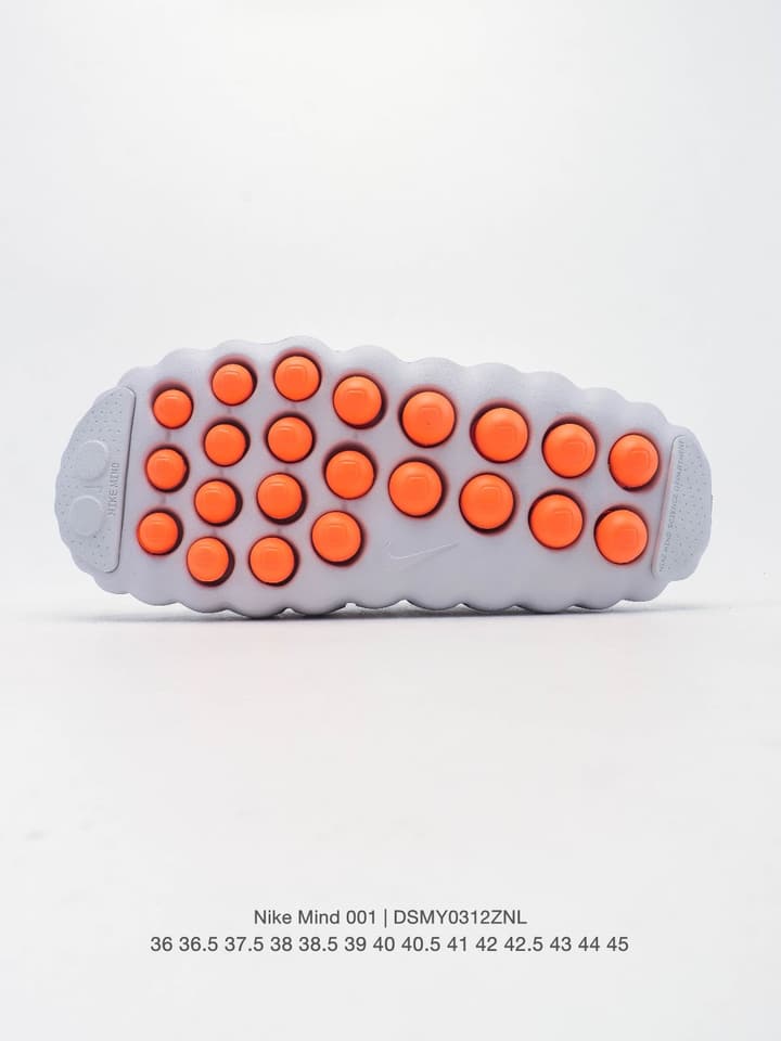 Nike Mind 001 Recovery Mules – 2025 in Light Grey With Orange Accents