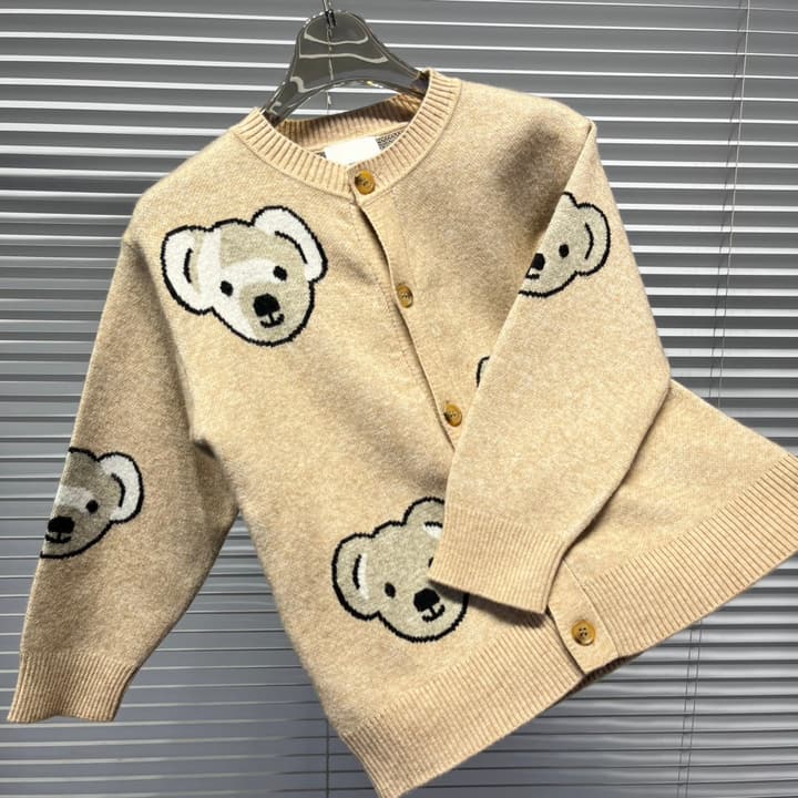 Burberry BU Bear Pattern Cardigan – Kids Collection in Light Tan Bear Cardigan
