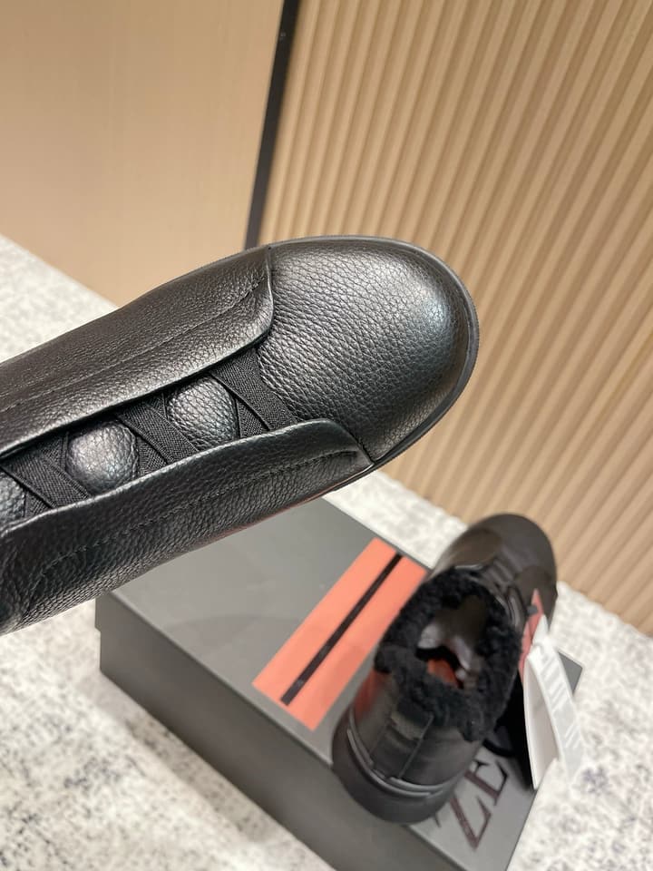 Zegna Triple Stitch Low-Top Casual Shoes – 2025SS in Black Leather