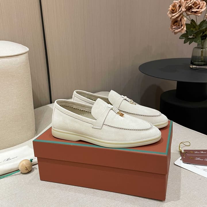 Loro Piana Summer Charms Walk Moccasin Loafers in Black Leather