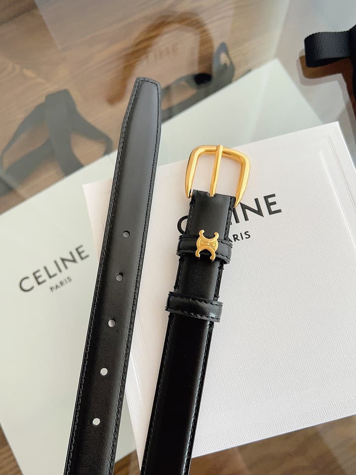 Celine Vivienne Taurillon 25mm Belt in Black Taurillon Leather