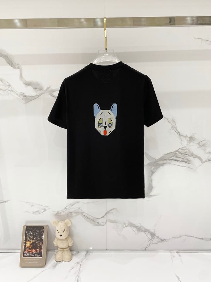 Loewe Cartoon Dog Embroidered T-Shirt in Black