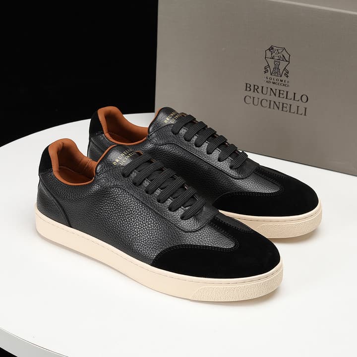 Brunello Cucinelli Men's Colorblock Driving Shoes – New Collection in Black Leather And Suede