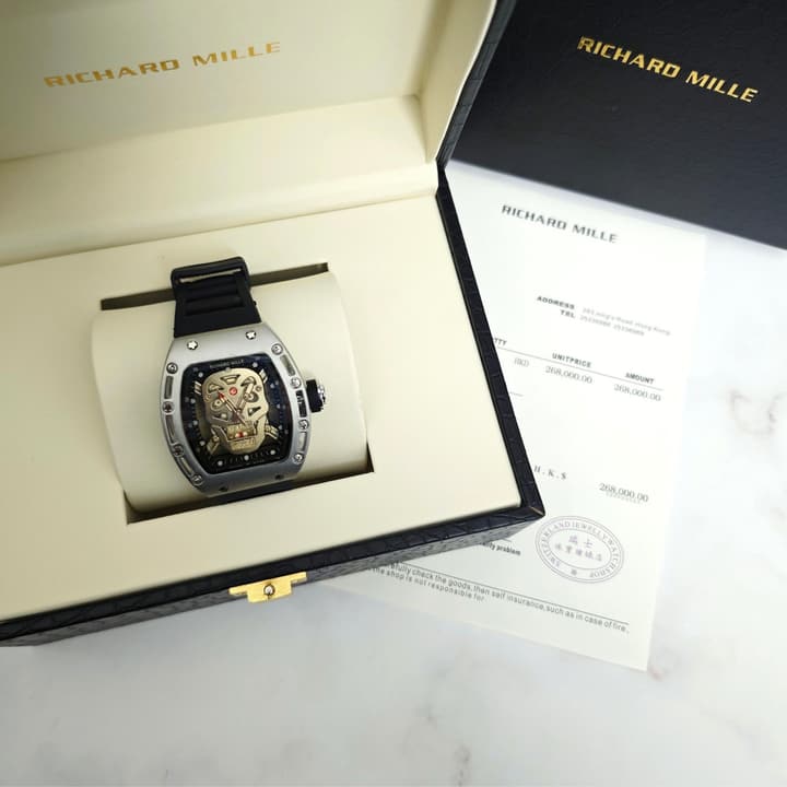 Richard Mille RM052 Series Skeleton Skull Automatic Quartz Watch in Gunmetal Tone