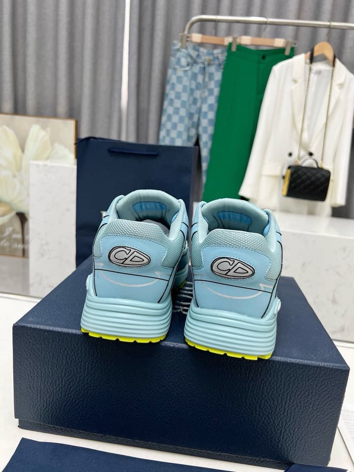 Dior B30 Unisex Mesh and Leather Sneakers in Navy Blue And Grey