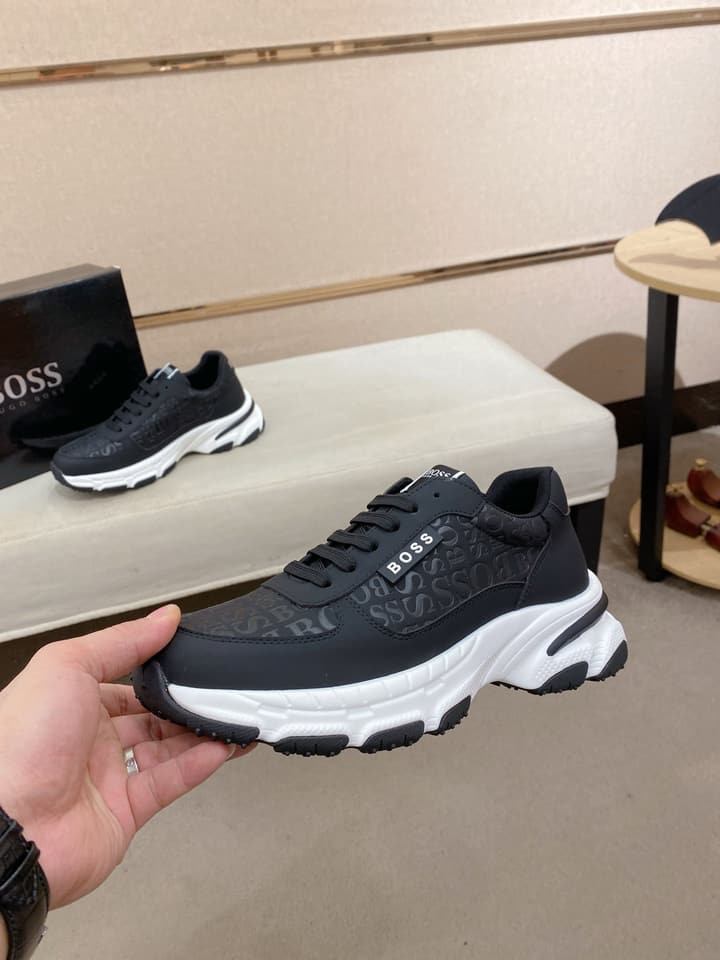 Boss Men's Casual Leather Sneakers in Blue