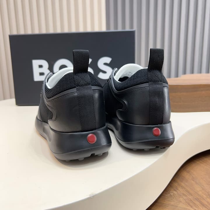 Boss Men's Knit and Leather Sneakers