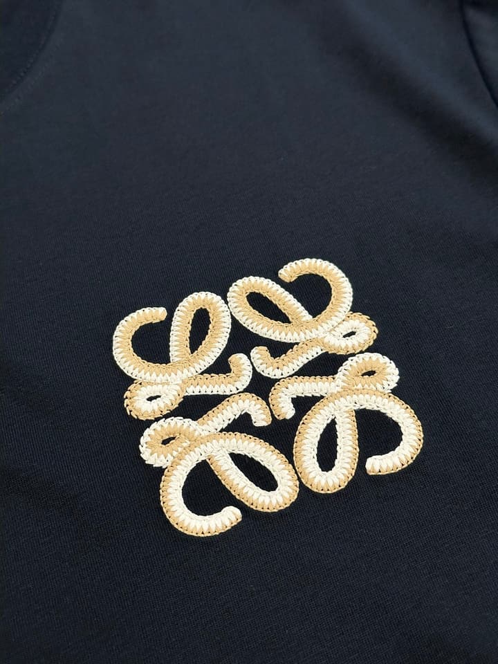 Loewe Double Anagram Embroidery Crewneck T-Shirt in Black