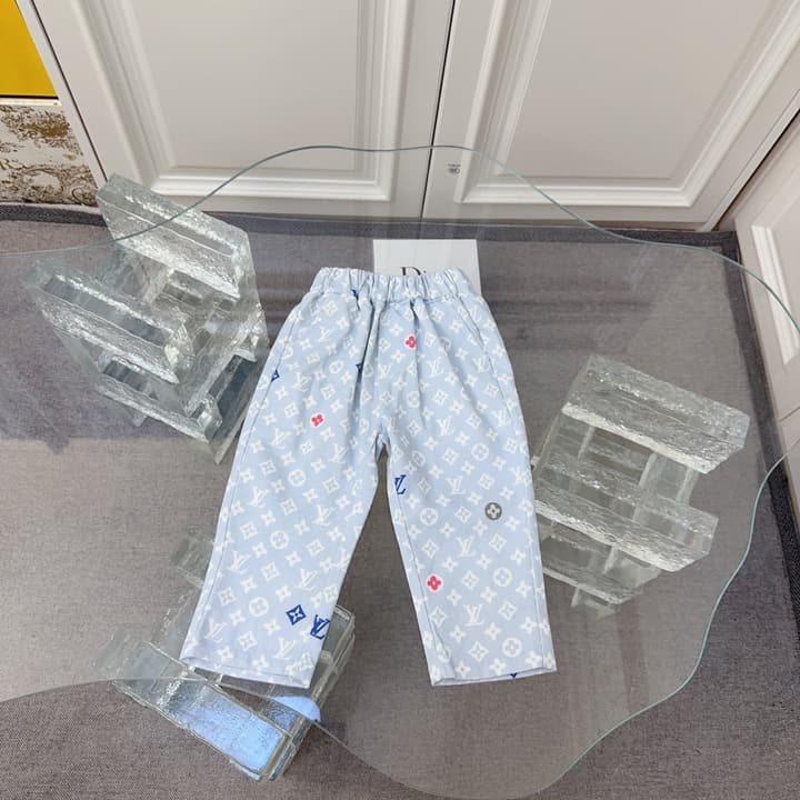 Louis Vuitton Sibling Matching Apparel Set – Kids Collection in Light Blue Denim Brother Set (shirt & Pants)