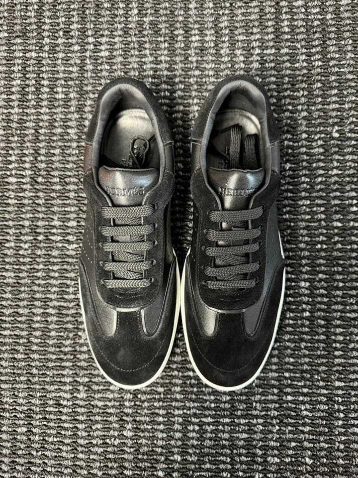 Hermès Laser-Punched H Nappa Calfskin Sneakers in Black