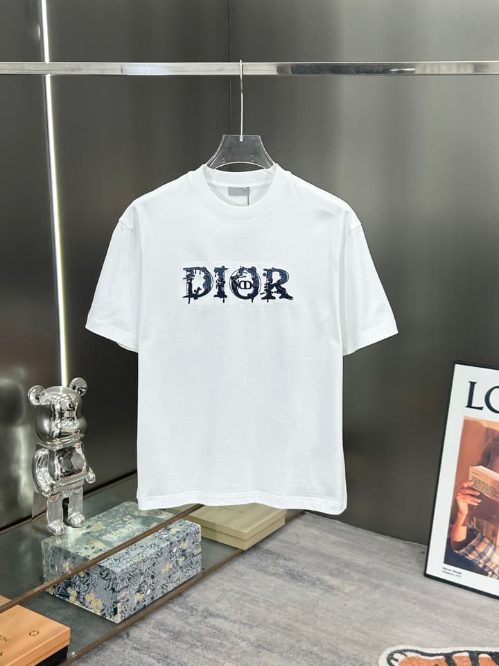Dior 3D Logo High-Count Cotton T-Shirt – 2026SS in Black With Blue Graffiti Logo