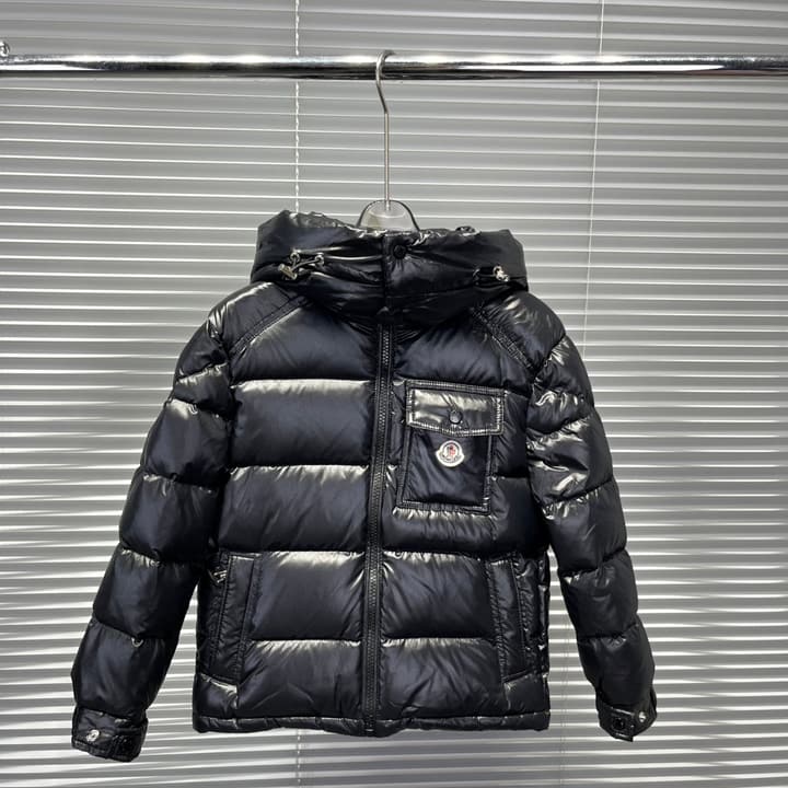 Moncler High Quality Kids Detachable Hooded Puffer Jacket – 25FW – Kids Collection in Glossy Black Down Jacket