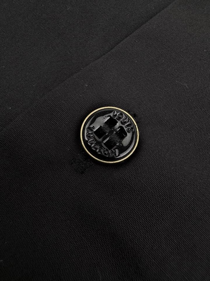 Louis Vuitton Beaded Signature Silk Blend Shirt in Matte Black With Beaded Logo