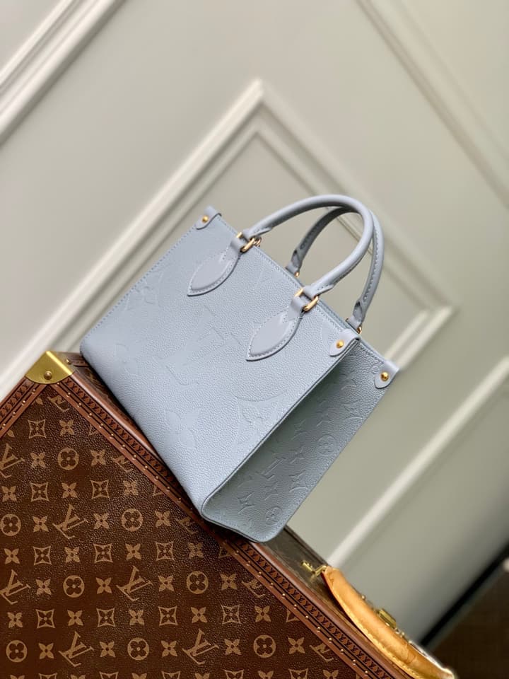 Louis Vuitton OnTheGo Small Tote Bag in Light Blue Grey