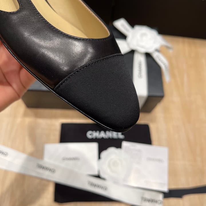Chanel Classic Slingback Heels in Black Polished Finish