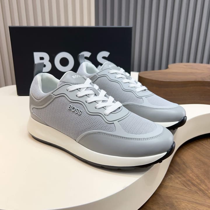 Boss Men's Knit and Leather Sneakers