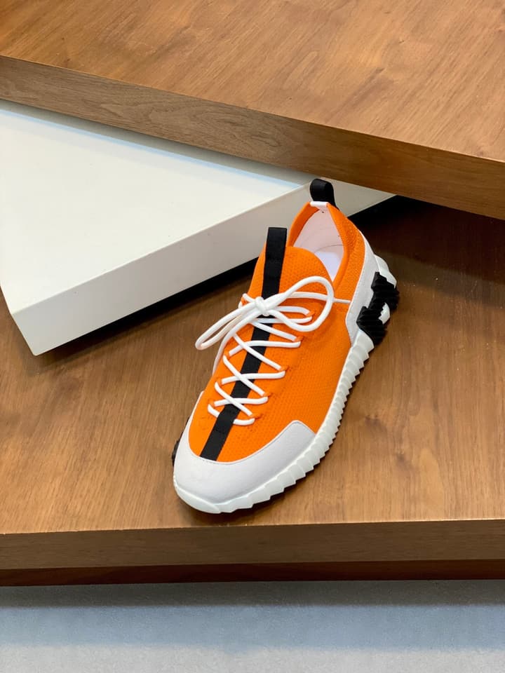 Hermès Suede and Denim Canvas Sneakers in Black And White