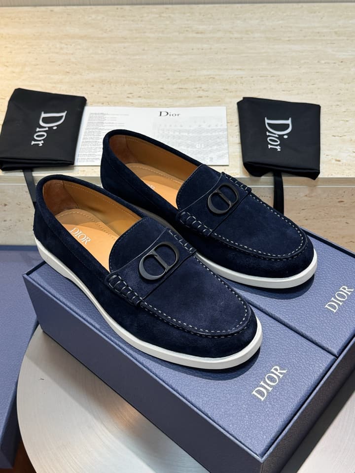 Dior Granville Men's Lace-Up Casual Shoes in Dark Blue Suede