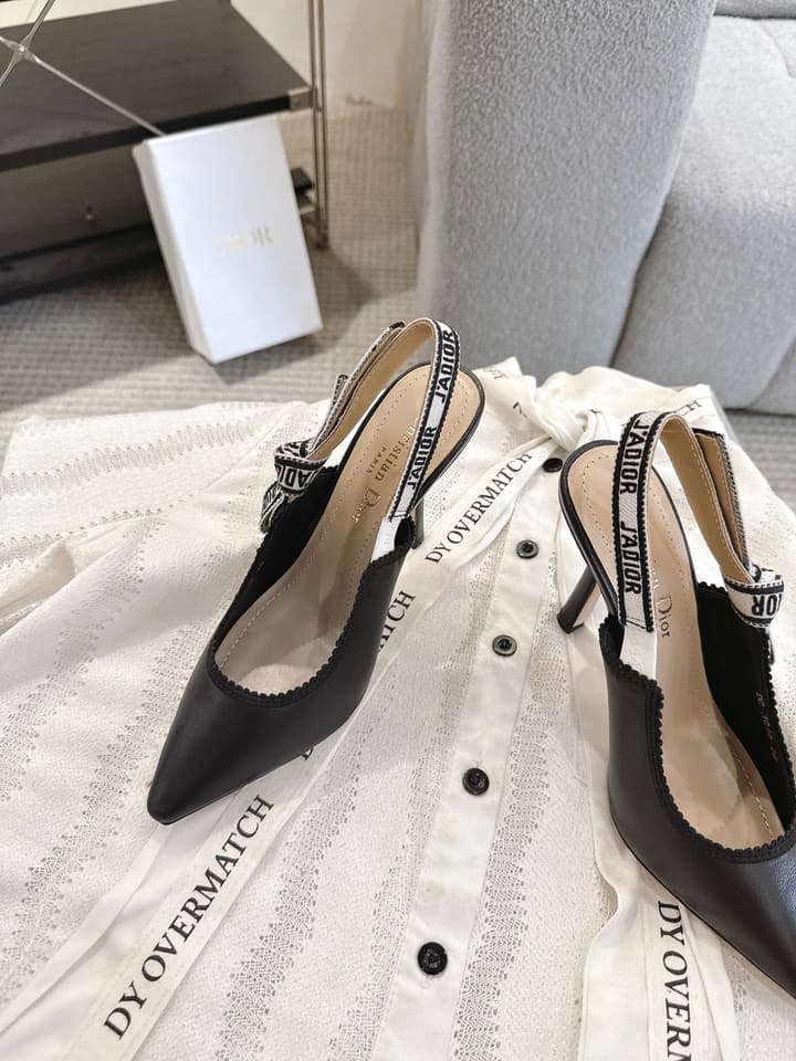 Dior J'Adior Patent Leather Kitten Heel Sandals in Classic Black Smooth Leather