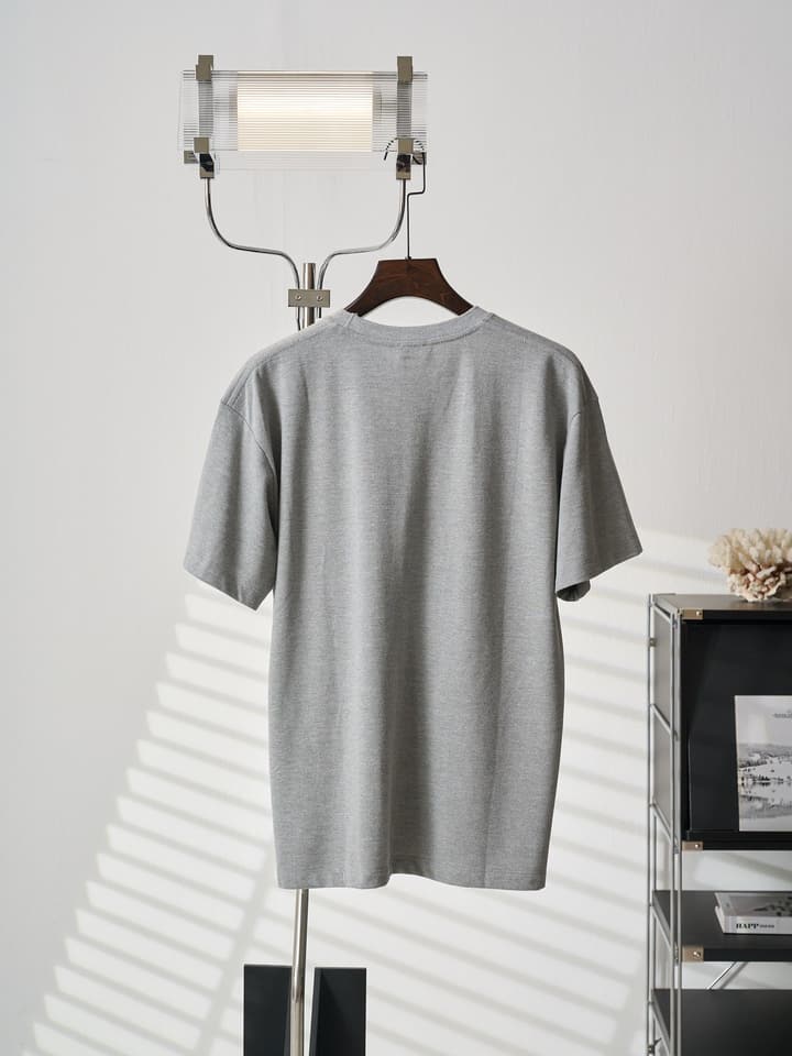 Saint Laurent YSL Embroidered Logo T-Shirt in Heather Grey