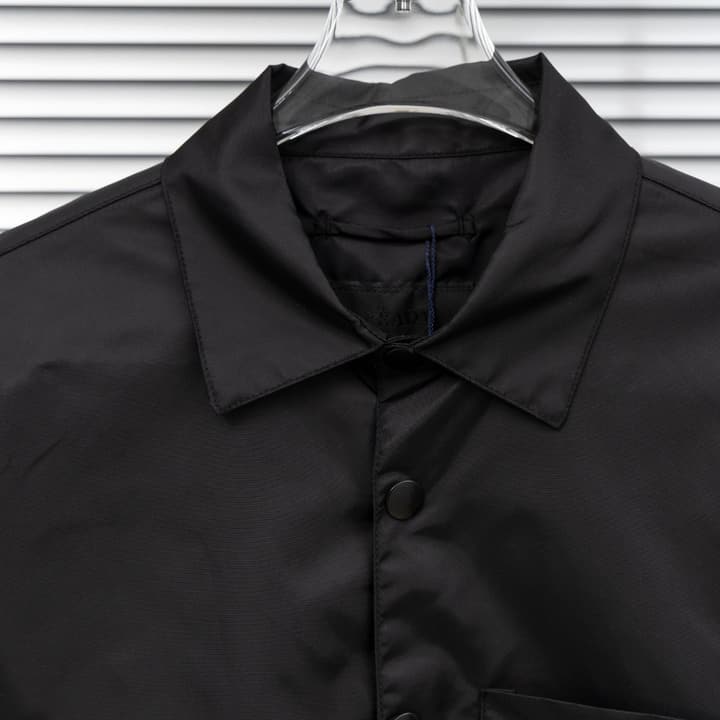 Prada Woven Leather Label Logo Shirt Jacket