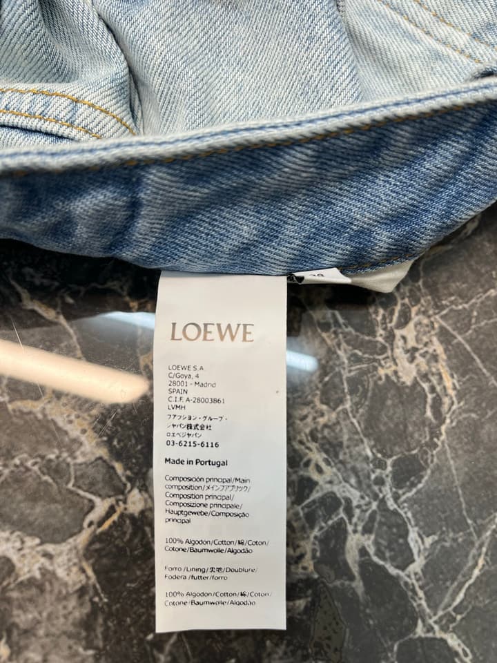 Loewe Anagram Embroidered Denim Shorts in Light Blue
