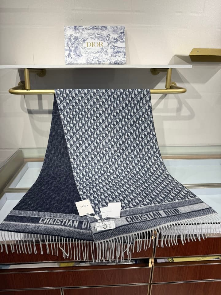 Dior Oblique Cashmere Scarf – 2025 in Grey