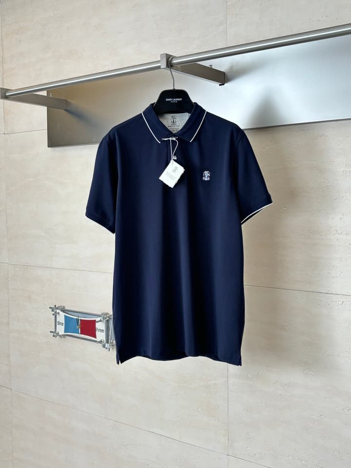 Brunello Cucinelli BC Logo Embroidered Polo Shirt – 2025 in Charcoal Grey