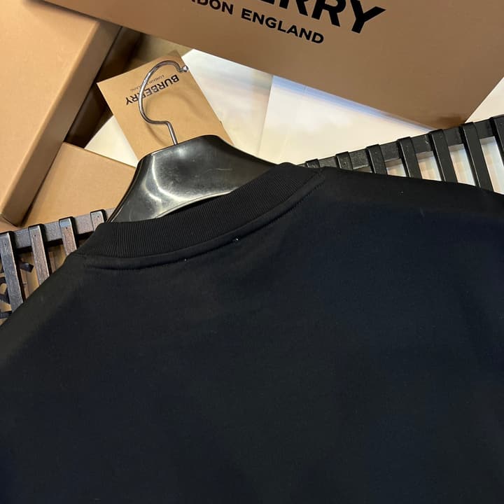 Burberry Micro-Logo Embroidered Cotton T-Shirt – Spring/Summer Collection in Black