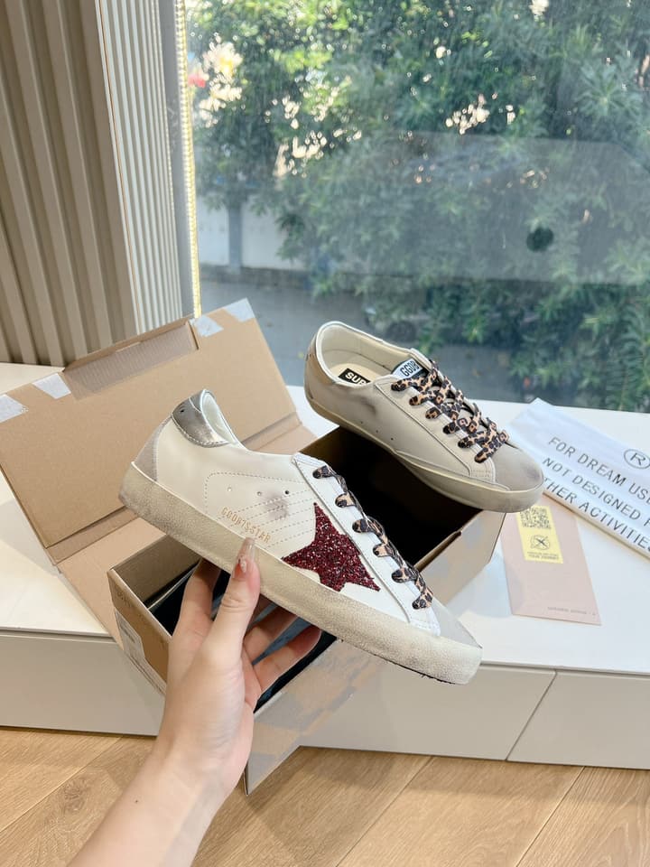 Golden Goose SPACE Series Distressed Sneakers – 2025 Collection in Leopard Print Velcro