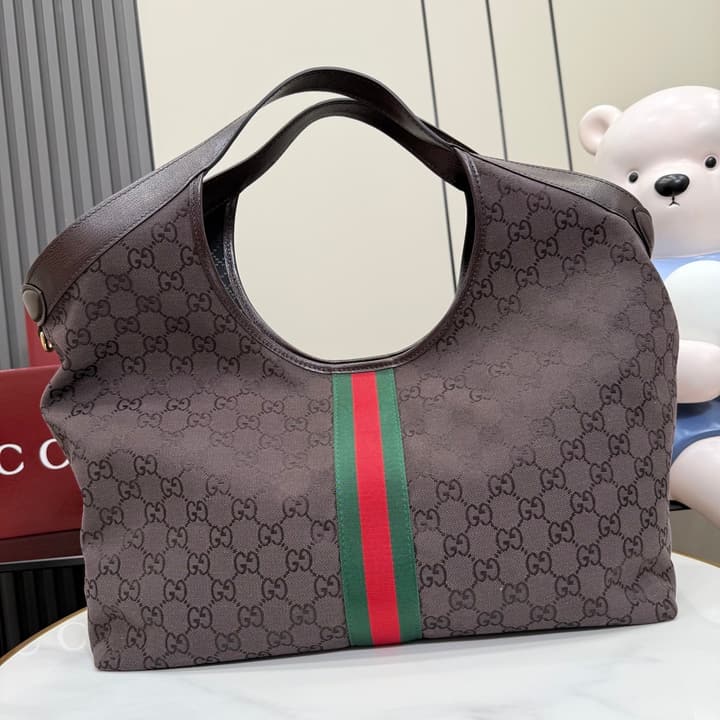 Gucci Giglio GG Canvas Tote Bag – 2026 Spring/Summer Collection in Dark Brown GG Canvas