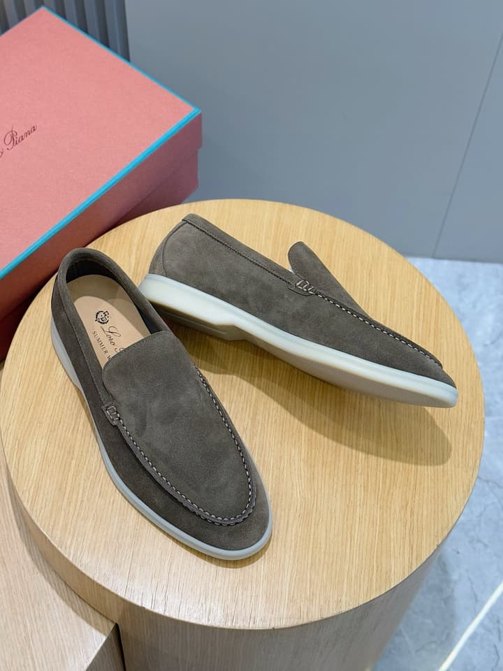 Loro Piana Italian Handmade Suede Driving Shoes in Black Suede