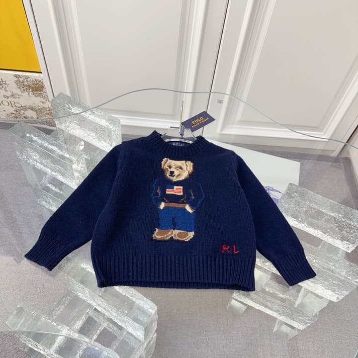 Ralph Lauren Kids Knitted Sweater – Kids Collection in Dark Navy Bear Sweater