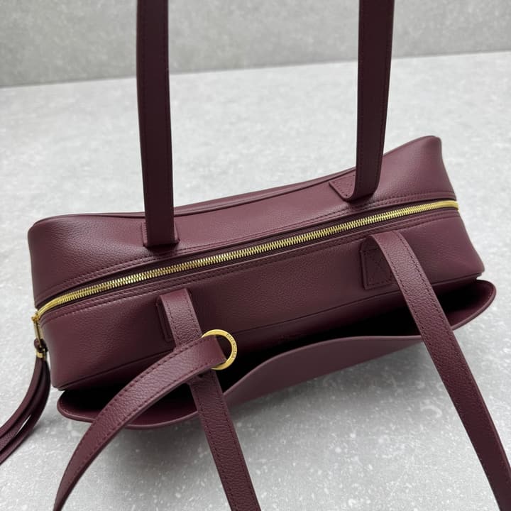 Balenciaga Carrie Small Leather Bowling Bag in Burgundy Leather