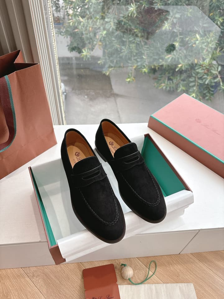 Loro Piana Loafers in Black Suede