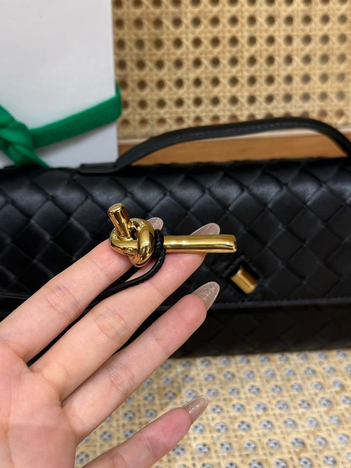 Bottega Veneta Andiamo Clutch Bag in Black Intrecciato