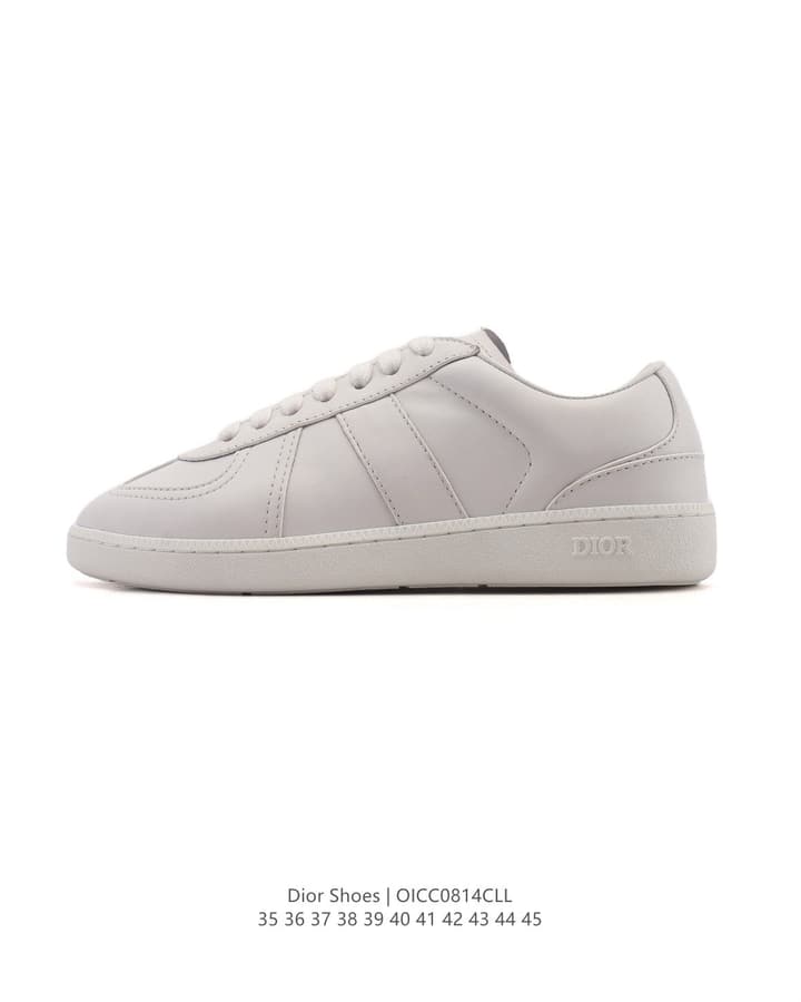 Dior Unisex White Platform Sneakers – Spring/Summer Collection – 25SS in Beige With Brown Stripe