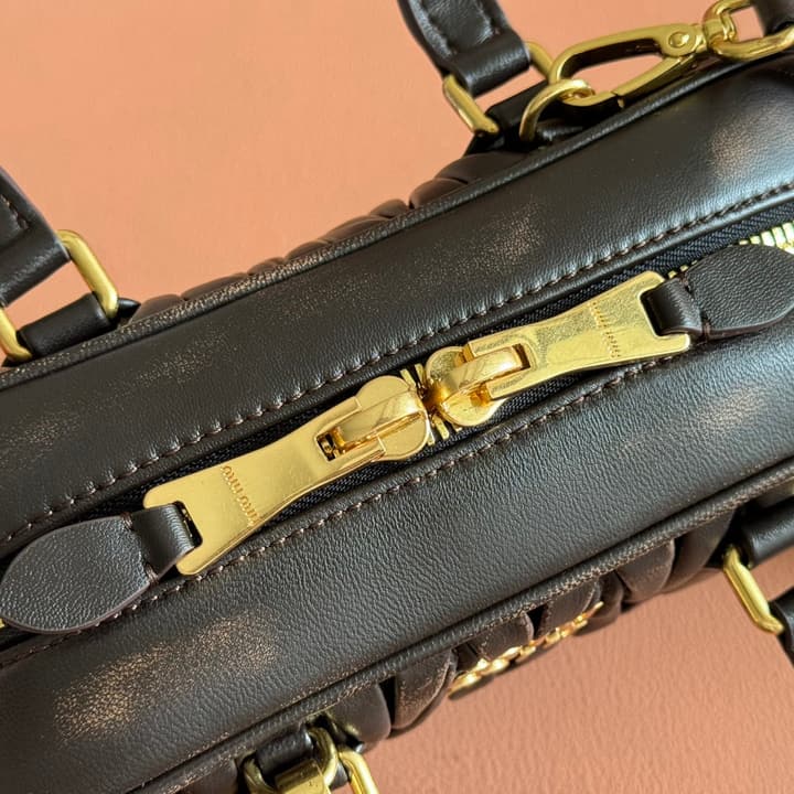 Miu Miu Arcadia Pleated Lambskin Handbag