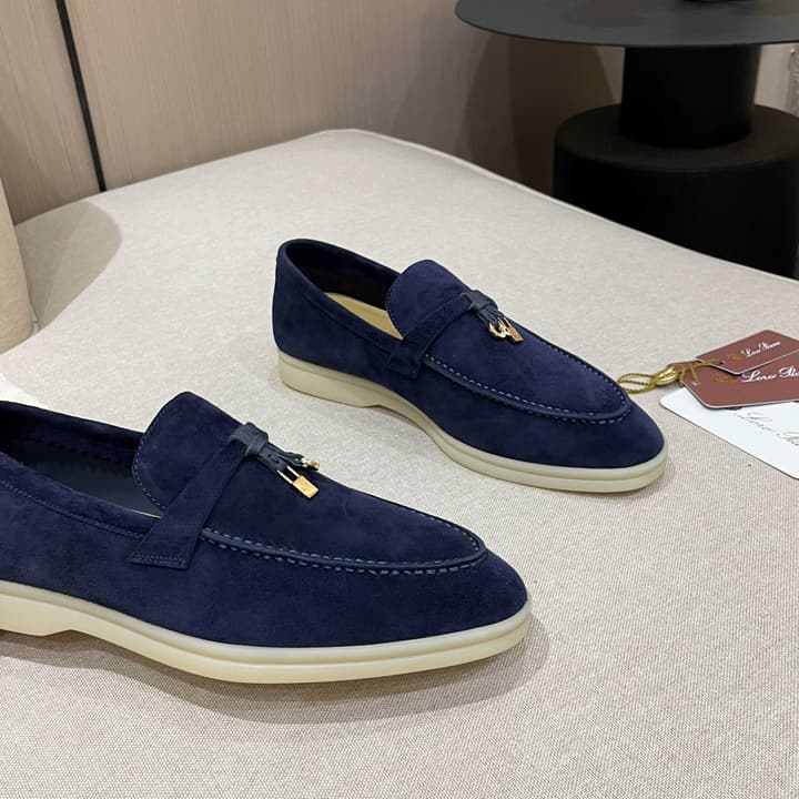 Loro Piana Summer Charms Walk Moccasin Loafers in Bright Orange Leather