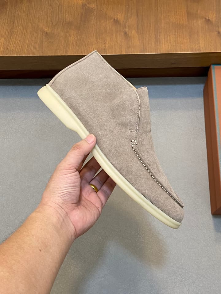 Loro Piana Suede Leather Slip-On Loafers in Camel Tan Suede