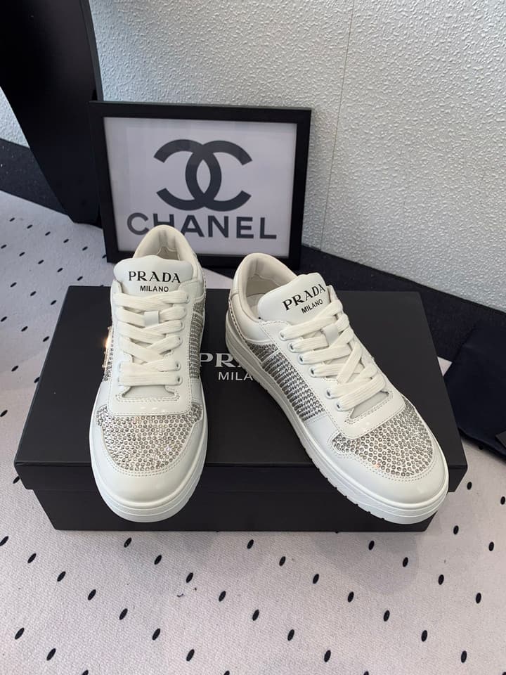Prada Studded Leather Casual Sneakers