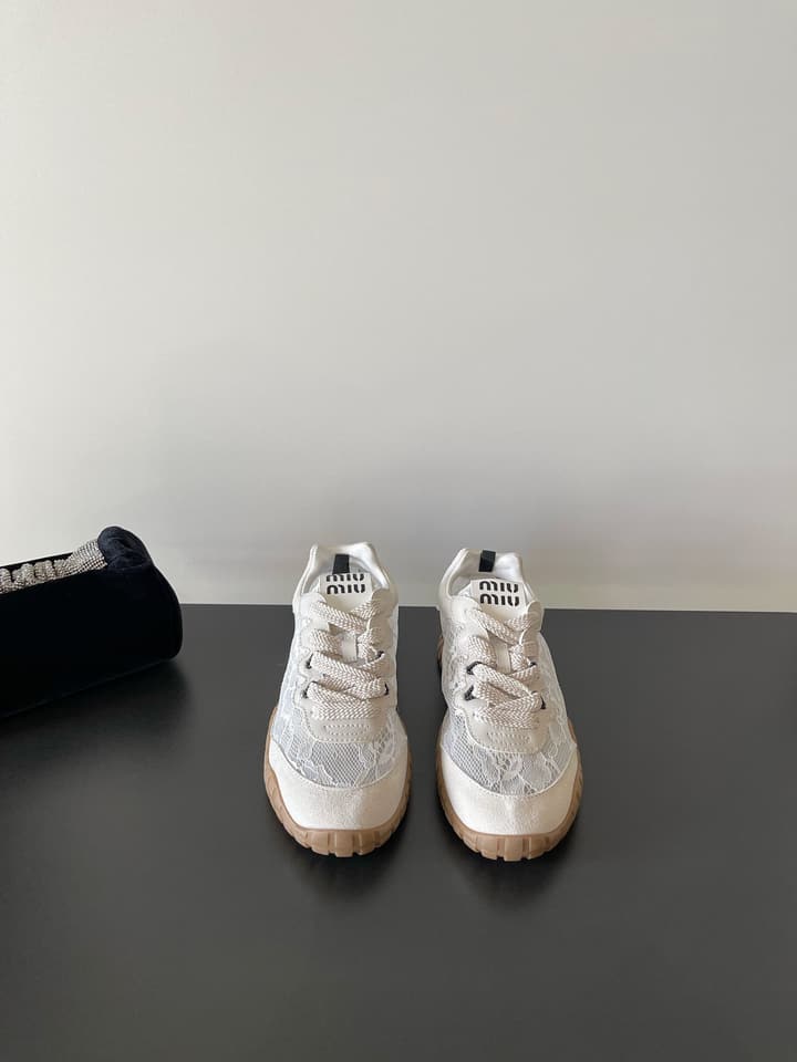 Miu Miu Latest Lace Retro Mary Jane Sneakers in Black